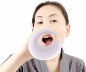 picture of woman speaking through megaphone.